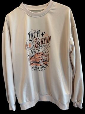 Zach Bryan Graphic Crewneck Sweatshirt - Cream with Orange Print